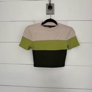 SHEIN Women’s Small Green Colorblock Crop Top
